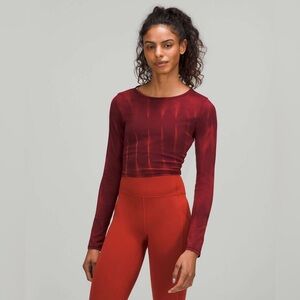 lululemon athletica Wine Red Tie-Dye Long Sleeve Crop Top